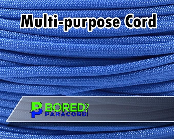 BORED? PARACORD! 550 lb Paracord - Ideal for Crafting, Camping, DIY Projects, Active & Military Outdoors - Strong Survival Rope - Tactical Parachute Cord Type III - Tarheel Blue 1000 Feet