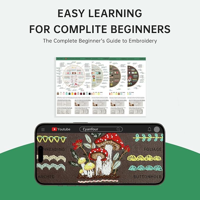CYANFOUR Embroidery Kit for Beginners, 4 Stages to Learn 38 Stitches, - Image 7