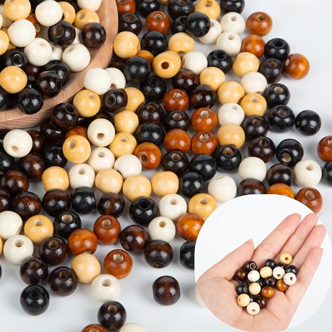 1000pcs 8mm Wooden Beads for Crafts, Large Hole Wood Beads Bulk, Natural Round - Image 6