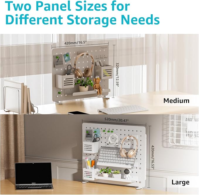 PEGZONE Clamp on Desk Pegboard, 16.5" x 12.6", - Image 4