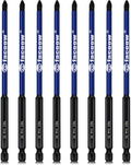8 PCS #1 Impact Phillips Head Driver Bits, Magnetic 6" S2 Steel PH1 Bits, Phillips Screwdriver Bits Set, 1/4 Hex Shank Screws Bits Set, CNC Machined #1 Phillips Bits for Impact Drills