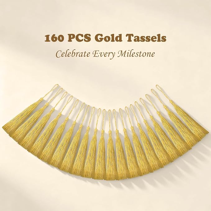 160 Pack Gold Bookmark Tassels, 5 Inch Soft Silky Tassels - Image 2
