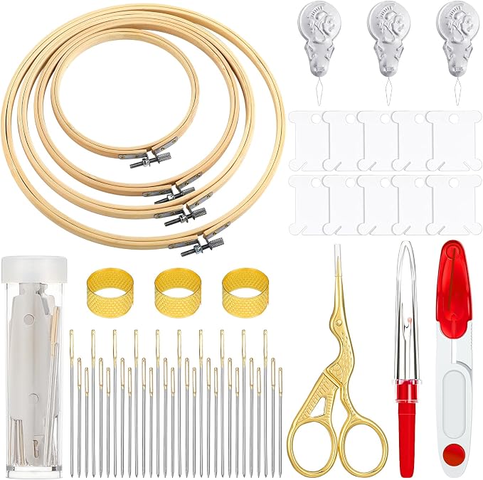 Mudder 53 Pieces Cross Stitch Tool Embroidery Starter Kit Includes Bamboo by Mudder