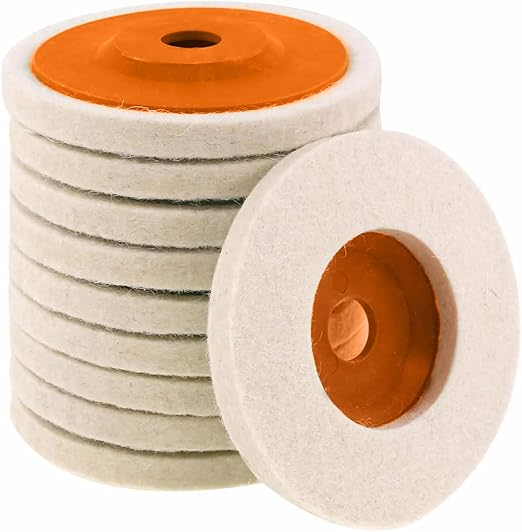 10 Pcs 4.5 Inch Wool Felt Polishing Wheel Disc,Wool Polishing Wheel Disc for 7/8Inch Arbor Angle Grinder, for Metal Aluminum,Stainless Steel, Chrome, Jewelry, Wood, Plastic, Ceramic, Glass