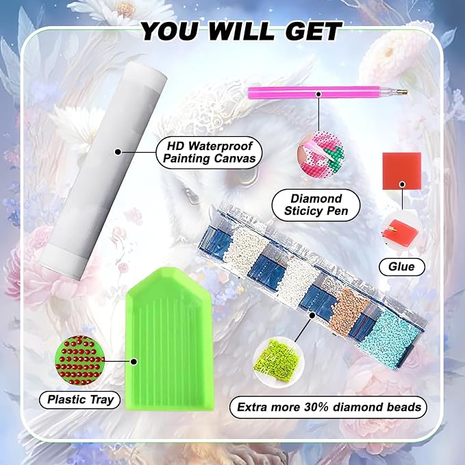 VeGuude Diamond Art Kits for Adults, Full Drill Owl Diamond Painting Kits for - Image 4