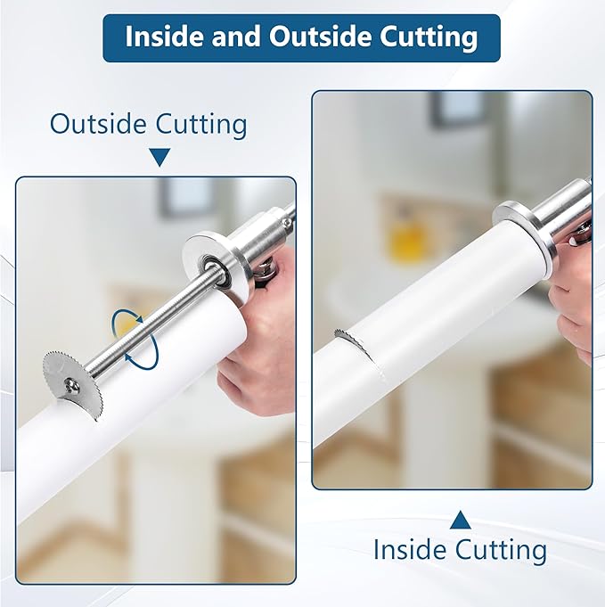 Inside Pipe Cutter for Pvc Pipe with Handle and Diamond Grit Cutting Wheel, Pvc Cutter Tool for Drill, 7 inch Adjustable Cutting Depth Gauge Guide with 1/4" Hex Shank