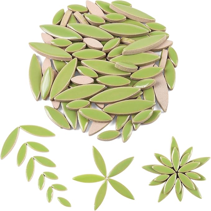 Artspac Green Petal Ceramic Mosaic Tiles by Artspac