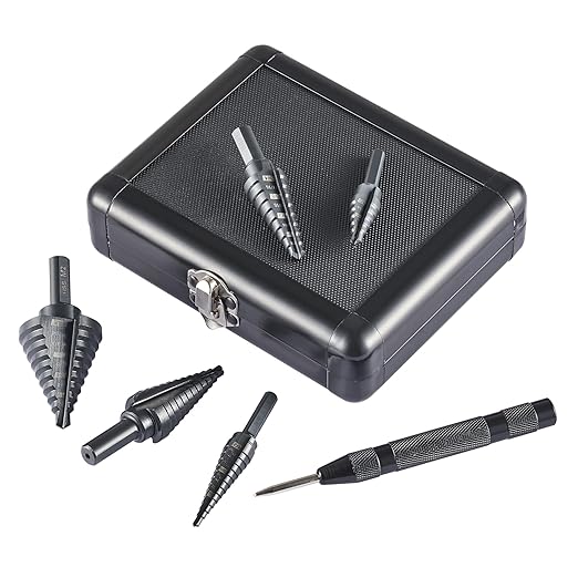 5-Piece M2 HSS Step Drill Bits Set, 1/8"-1-3/8" High-Speed Steel Unibit Kit with Storage Case, 50 Sizes Multi-Hole Precision Bits for Sheet Metal, Steel, Aluminum, Professional & Home Tool Set