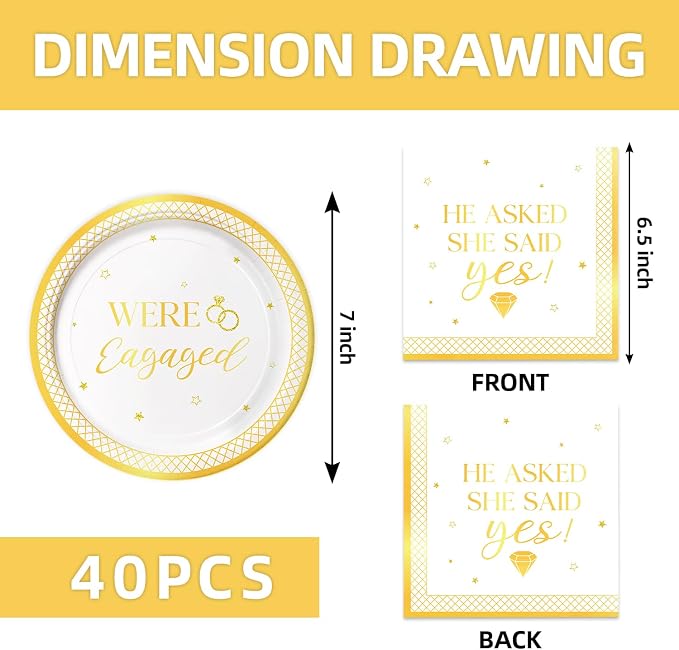 40Pcs Engagement Party Decorations Plates and Napkins - Image 2