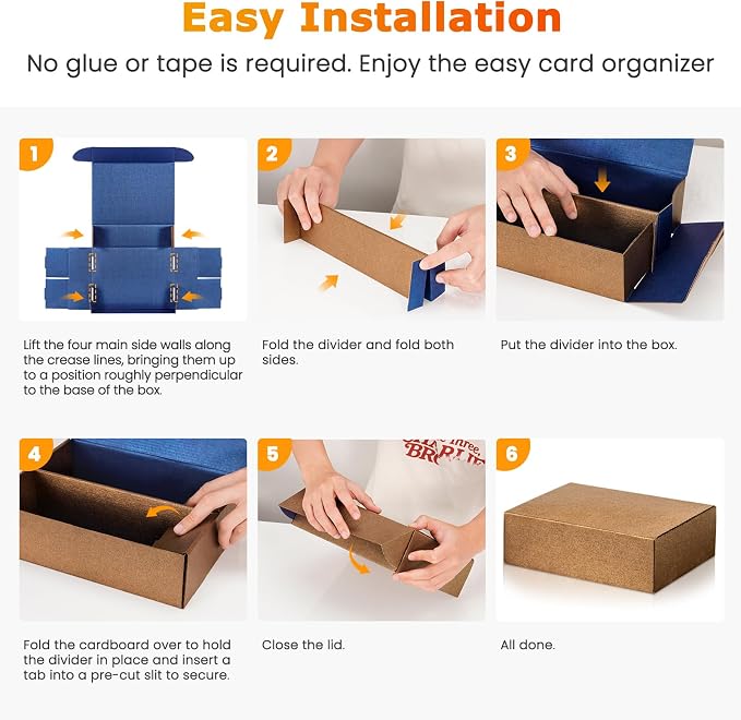 Trading Card Storage Box, Reversible Blue Gold Card Organizer - Image 7
