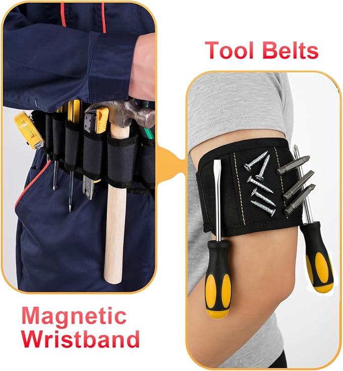 12 Inch Small Tool Bag-48 Pockets,1680D Tear&Abrasion Resistant,Includes Tool Pouch,Tool Belt,Magnetic Wristband&Adjustable Shoulder Strap | Tool Organizer(Brown)