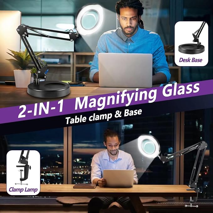 12X Magnifying Glass with Light and Stand, 5 Color Modes 10 Stepless Dimmable - Image 10