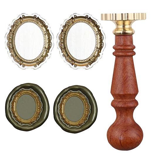 Frame Wax Seal Stamp, 3D Embossed Relief Carving Head and Wood Handle by HOSEALING