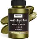 Nicpro Metallic Brass Acrylic Paint, 8.45oz/250ml Large Brass Leaf Paint | Non by Nicpro