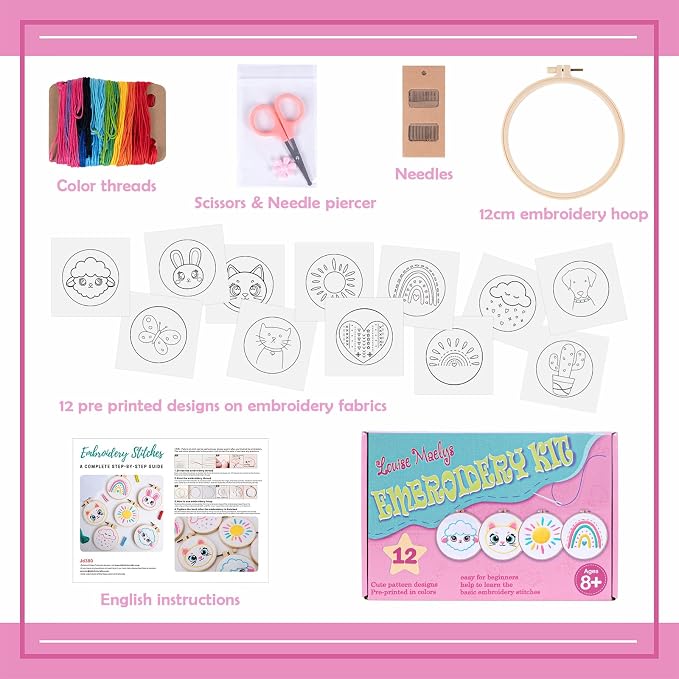 Louise Maelys 12 Pre-Stamped Embroidery Kits - Image 2