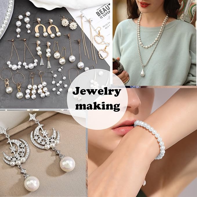 1500pcs Pearl Beads for Jewelry Making, 4mm 6mm 8mm 10mm Round Loose Pearls - Image 5