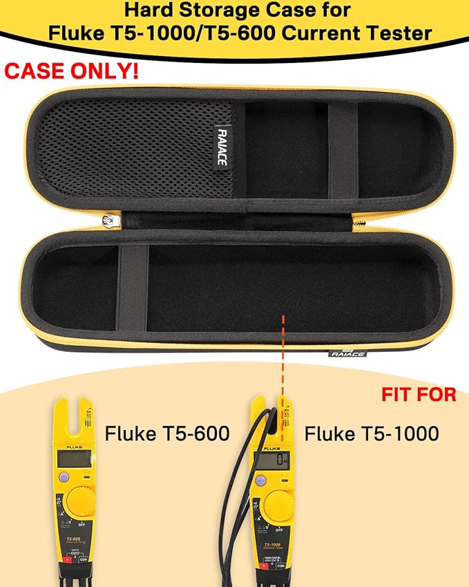 RAIACE Hard Carrying Case for Fluke T5-1000/T5-600 Electrical Voltage, Continuity and Current Tester - Black
