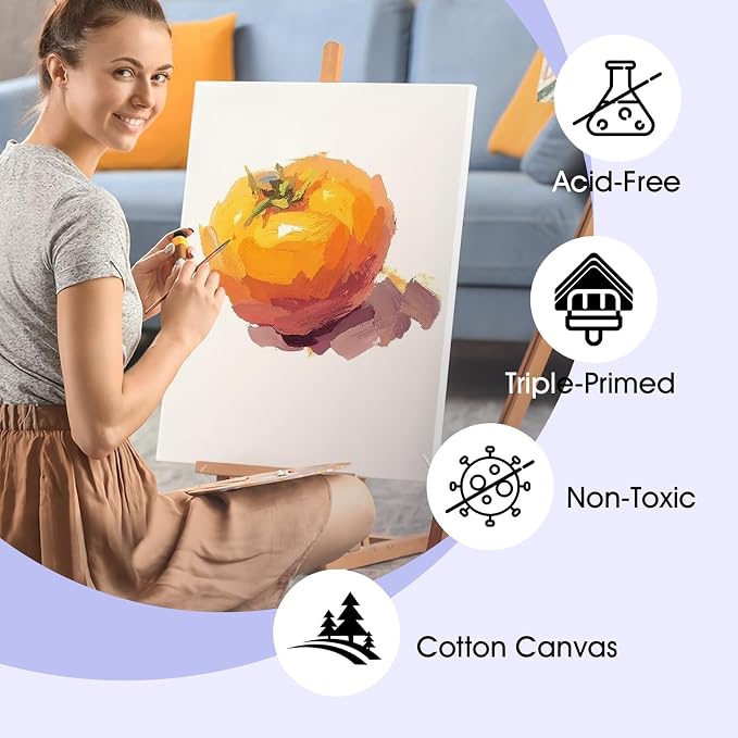 ESRICH Stretched Canvas for Painting 12x16 Inch, 10 Pack Blank Canvas -5/8 in - Image 4