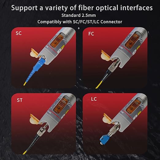Fiber Visual Fault Locator 50KM with FC/LC Adapter Kit, VFL Include Single Mode 9/125um FC Male to LC Female Connector, Red Light Pen for CATV Telecommunications Engineering Maintenance
