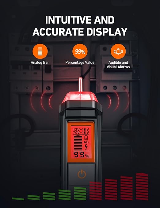 AstroAI VTS1000H Voltage Tester with Screwdriver, Non-Contact Electrical Tester, Dual Range AC 12V/70V-1000V, Live Wire Test, Wire Breakpoint Finder, Audible Alarm, LCD Percentage Display, Orange