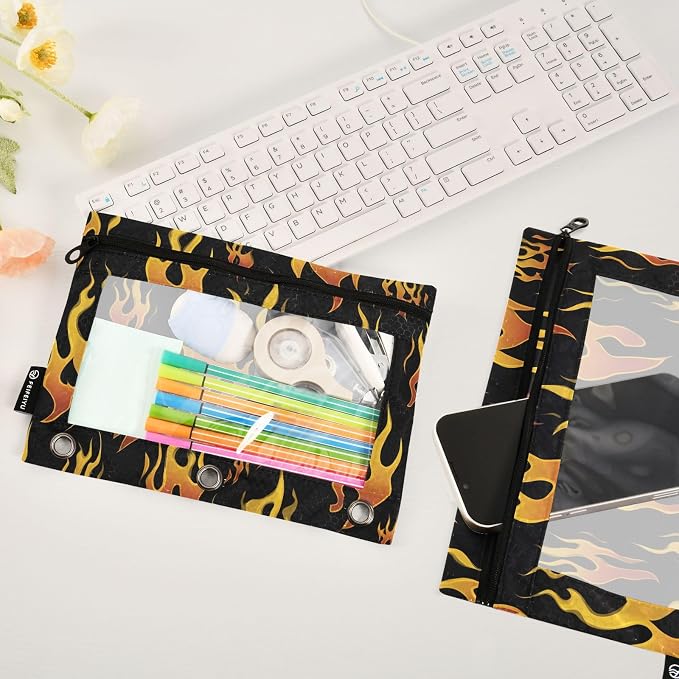 Yellow Orange Fire Flames Pencil Pouch - Image 5