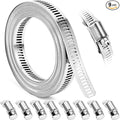 Hose Clamps, DIY 13 FT Metal Strap + 8 Fasteners, Hose Clamps Stainless Steel, Large Adjustable Hose Clamp Pipe Clamp for Pipe Automotive Mechanical Applications