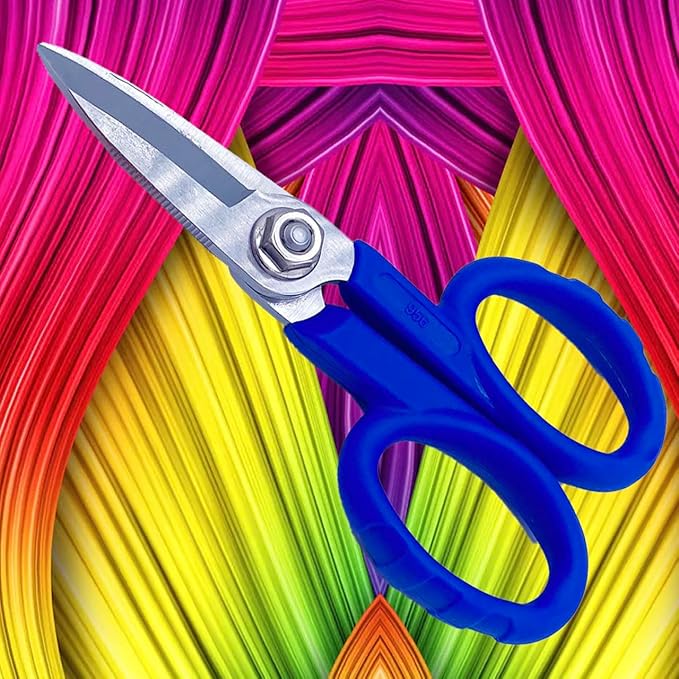 Elfcam® - 2 Pack Kevlar Scissors for Fiber Optic Cables, Super Multi Shears with Serrated Blade for Griping Materials, Multifunctional Cutters Made of High Carbon Alloy Steel, Manufactured by Nusharp
