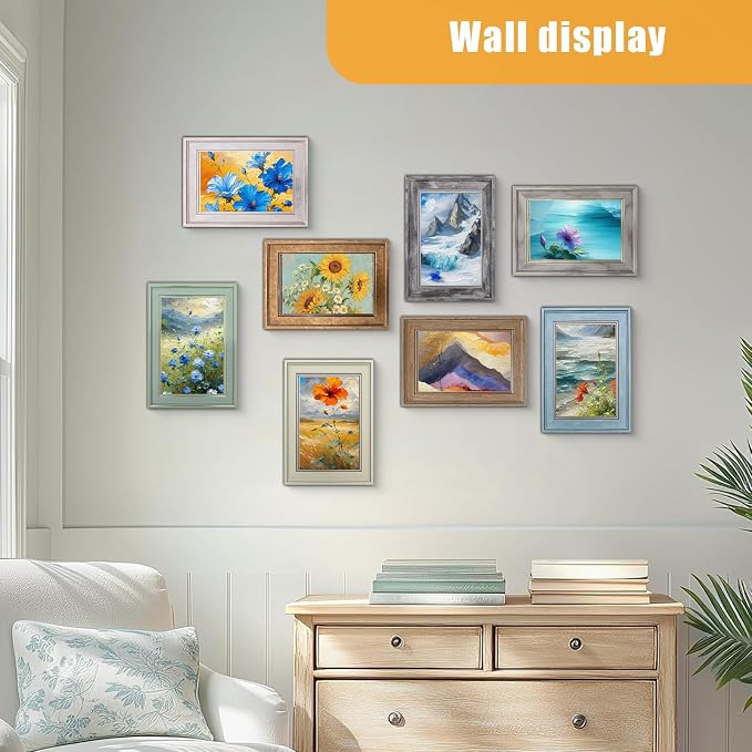 LUCKYLIFE 5x7 Picture Frame Set of 8, Rustic Farmhouse Picture Frames - Image 2