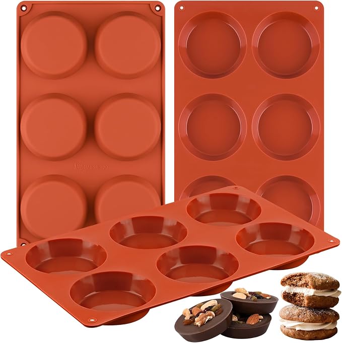 Sakolla 3 Pack Muffin Top Pans, 6 Cavities Silicone Egg Molds by Sakolla