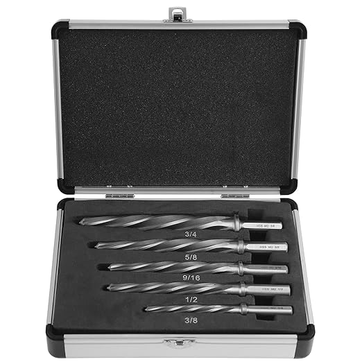 Lichamp 5-Piece M2 HSS Reamer Drill Bit Set, 3/8" 1/2" 9/16" 5/8" 3/4" High Speed Steel Chucking Reamer Set for Metal