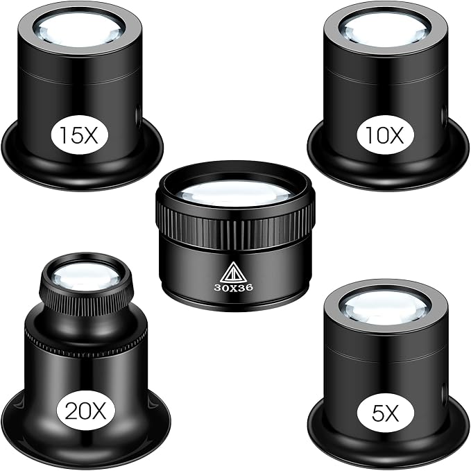 5 Pcs Jewelers Loupe Portable Monocular Magnifying Glass by Konohan