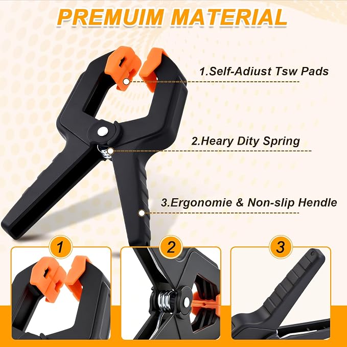 50 Pack Spring Clamps, Heavy Duty Plastic Woodworking Clamps & Multi-Use - Image 3