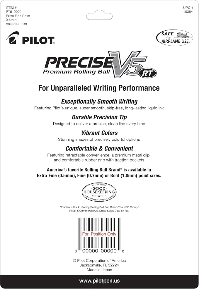 PILOT Precise V5 RT Refillable & Retractable Rolling Ball Pens, Extra Fine - Image 2