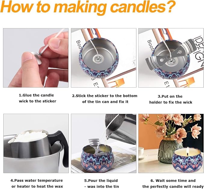 BBAXI Candle Making kit Supplies，Nature Soy Wax DIY Craft Tools - Image 7