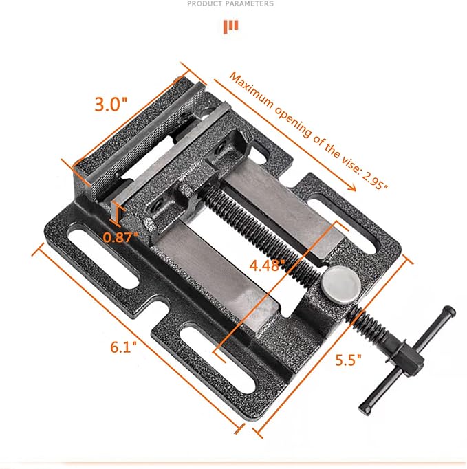 MYTEC Drill Press Vise, 3.0" Black, Quick Release Workbench Industrial Vise Clamp, High-grade cast steel Bench Clamp