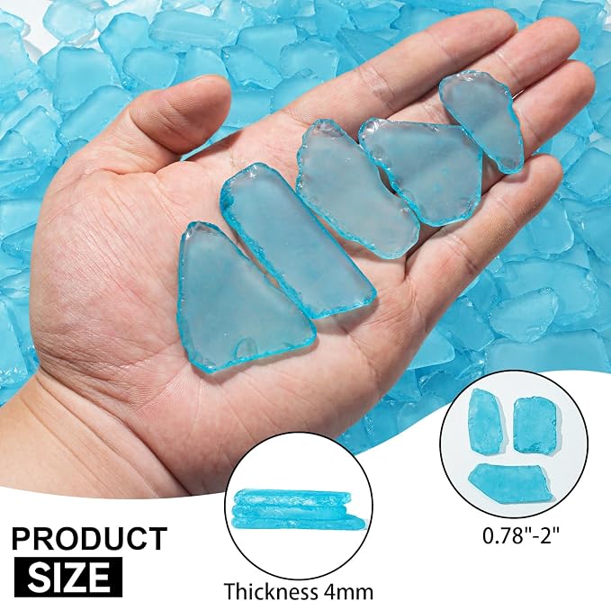 Keedolla Tumbled Sea Glass for Crafts - 40 OZ Ice Blue Seaglass Pieces Flat - Image 3