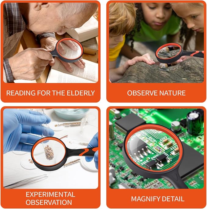 3 Pack Magnifying Glass, 75mm Magnifying Glass - Image 4