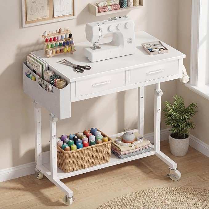 WINAZ Small Rolling Desk with Drawers & Storage - Image 6