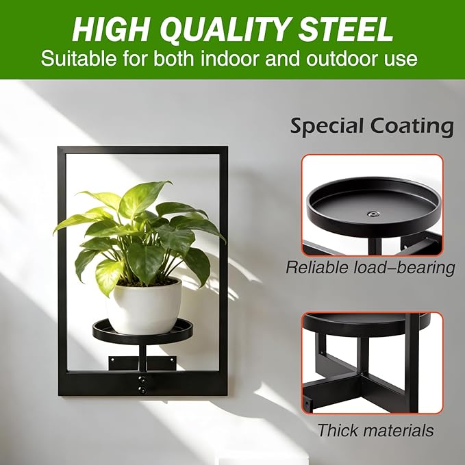 Picture Frame Wall Planters Set of 3, Modern Metal Hanging Shelves - Image 3
