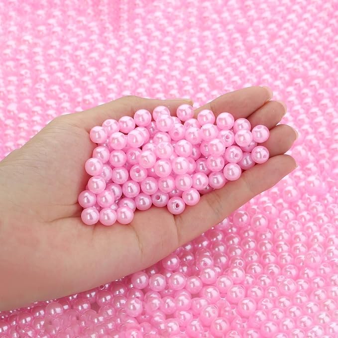 DUQGUHO Pink Pearl Beads for Crafts 6mm Plastic Pearl Beads by DUQGUHO
