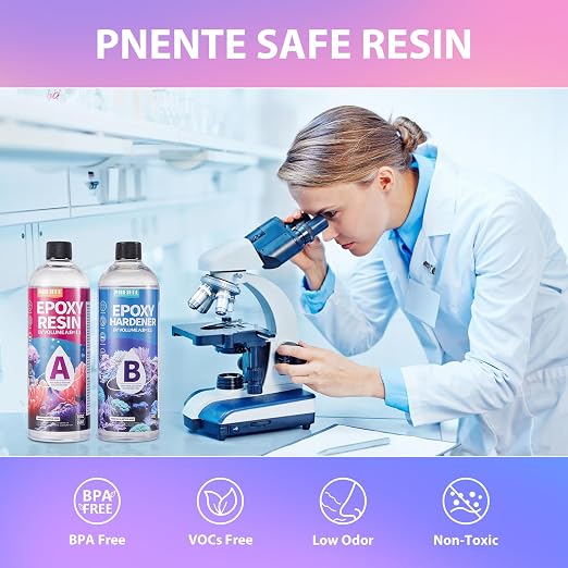 Pnente Crystal Clear Epoxy Resin Kit, 32oz Professional Self-Leveling No-Bubble - Image 6