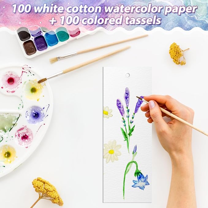 Skyygemm 200 Pcs Watercolor Paper Blank Bookmarks - Image 6