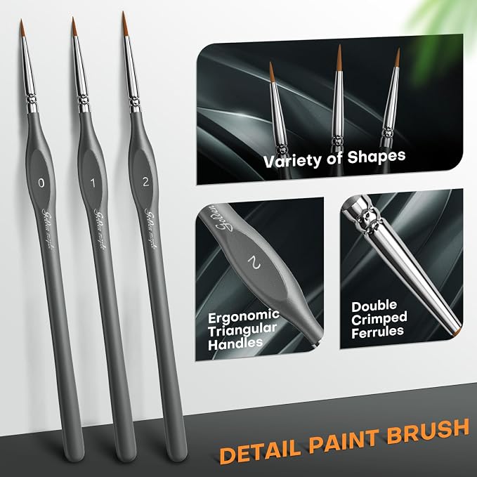 Golden Maple Miniature Paint Brushes, Fine Detailing - Image 2