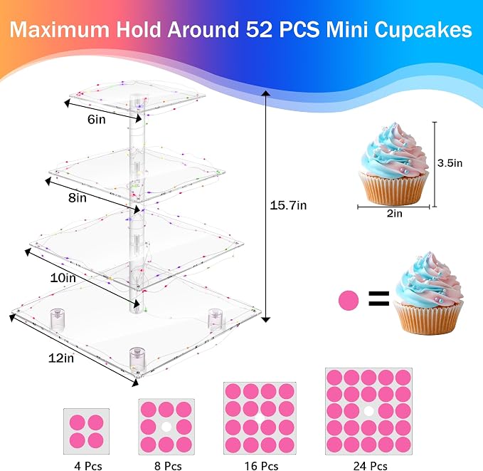 YestBuy 4-Tier Acrylic Cupcake Stand - Image 5