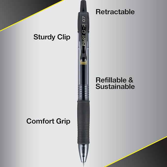PILOT G2 Retractable Premium Gel Ink Roller Ball Pens Fine Point Black Ink - Image 5