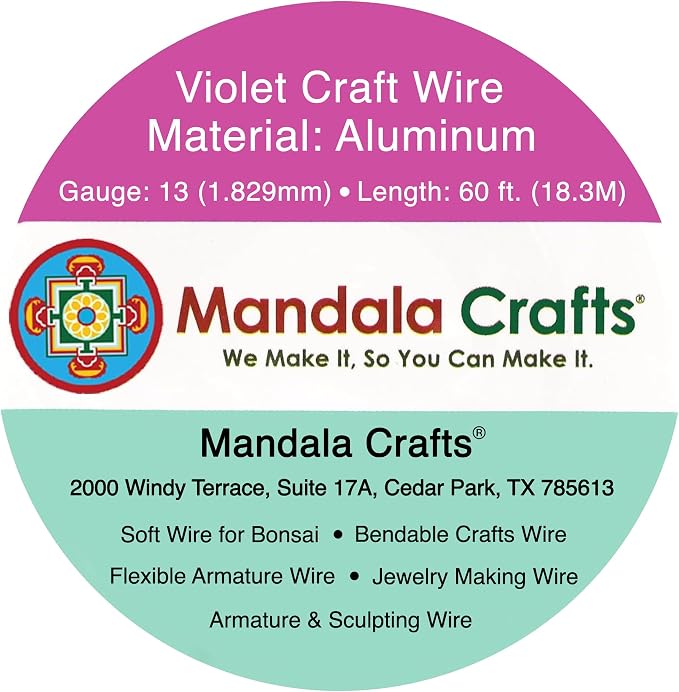 Mandala Crafts 13 Gauge Violet Anodized Aluminum Craft Wire, 60 FT | Colored - Image 3
