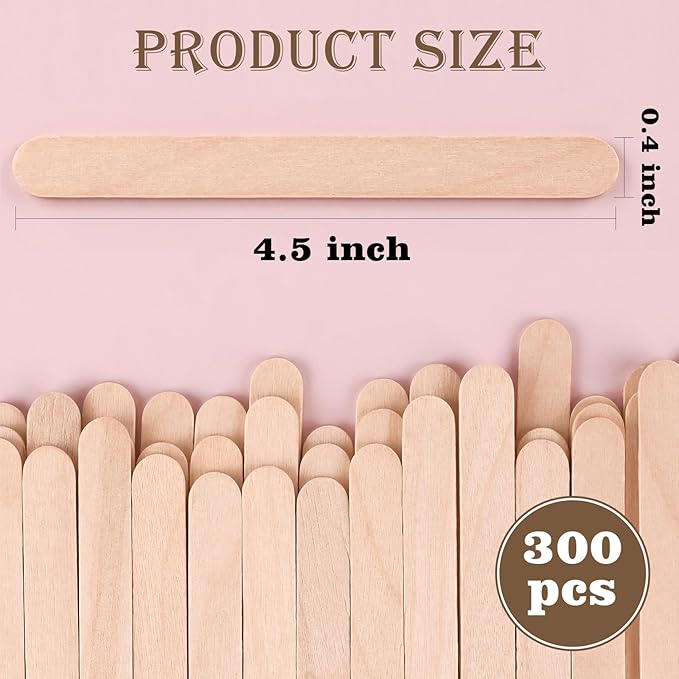 Sakolla 300 Pcs 4.5″ Length Popsicle Wooden Sticks | Food Grade Natural Birch - Image 3