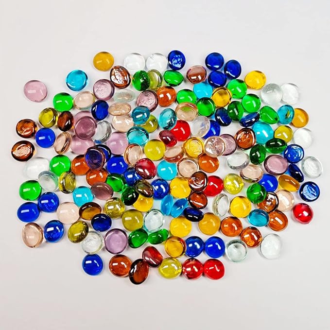 50PCS Mini Glass Gems, Mixed Colour Mancala Stones Flat Bottom Marble Beads - Image 4