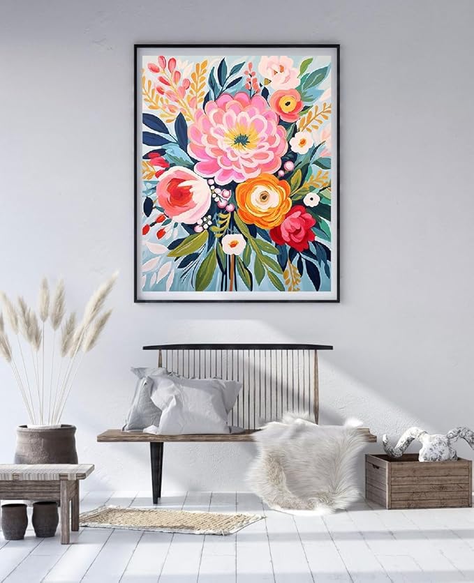 MjhRcll Flowers Stamped Cross Stitch Kits, Flowers in Vase Cross Stitch - Image 3