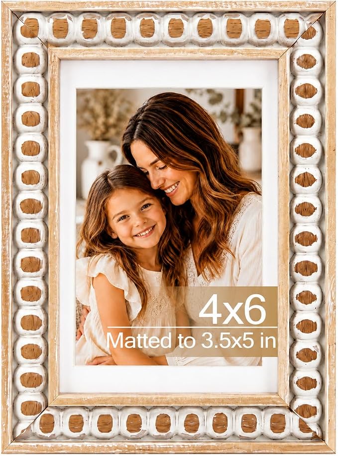 Solid Wood 4x6 Picture Frame Beaded Frame by QOTIB